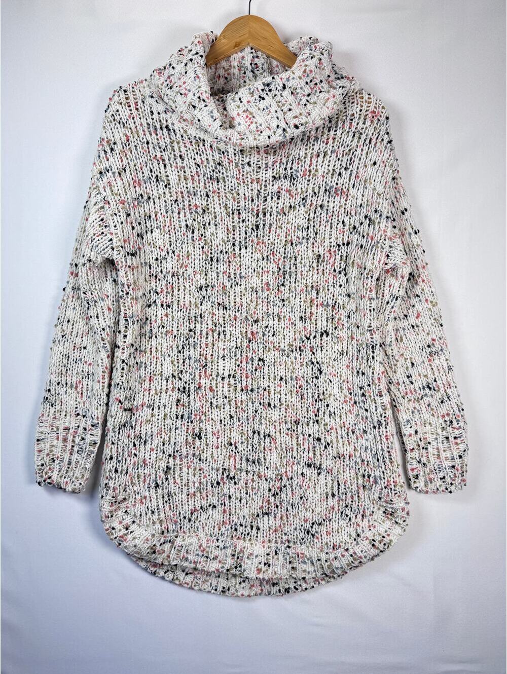 Jessica Simpson Confetti Chenille Cowl Neck Oversized Tunic Sweater Cottagecore
